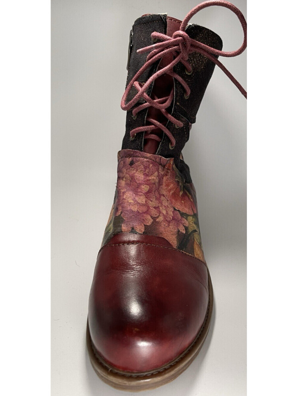 ELITE By Corky's Women's Burgundy Floral Artsy Leather Ankle Boots "Vintage" 11 - Picture 12 of 12